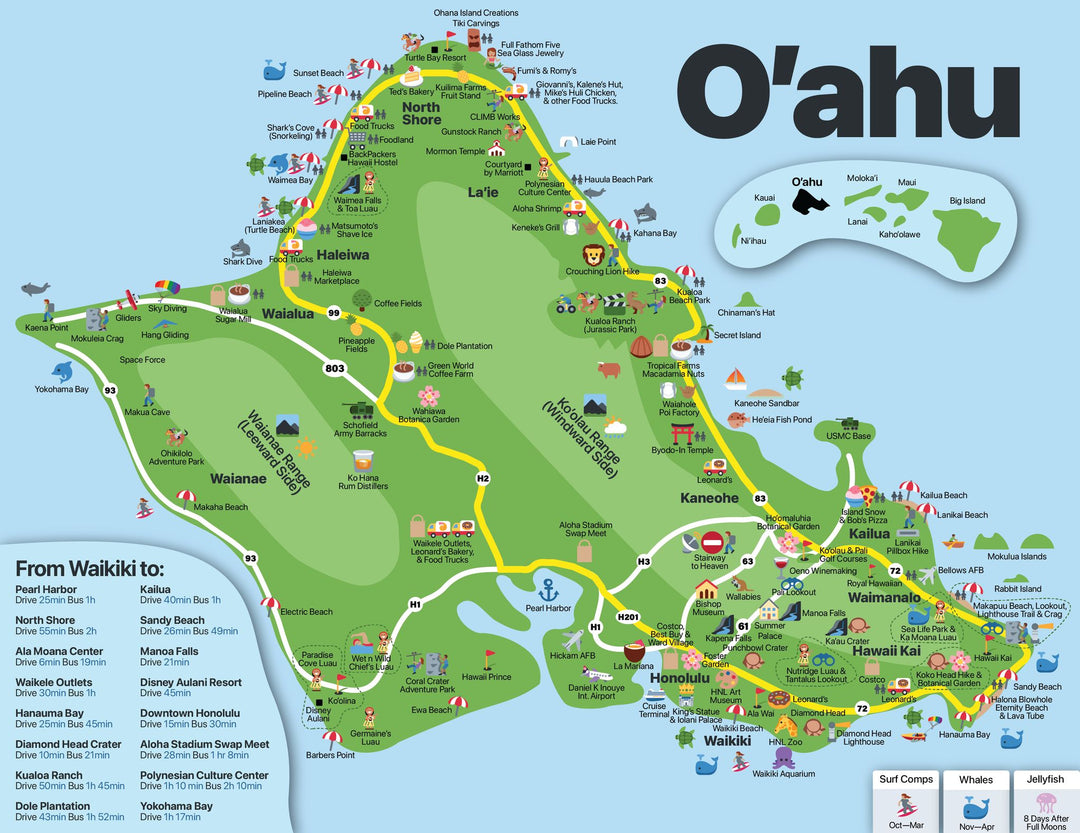 Printable Map of Oahu | Downloadable Hawaii Map PDF