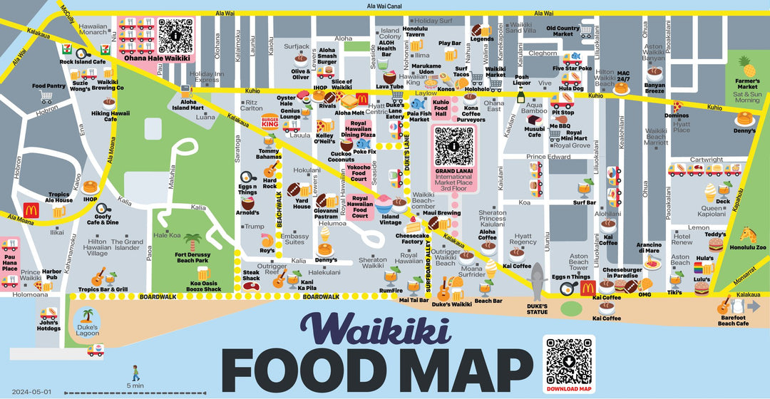 Waikiki Food Map | Printable Waikiki Food Map PDF Download